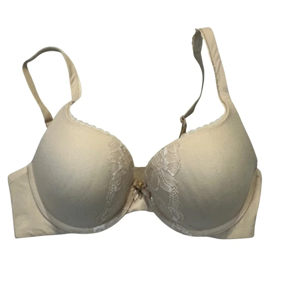 Victoria's Secret Perfect Shape 34D Beige‎ Lace Padded Underwire Coquette